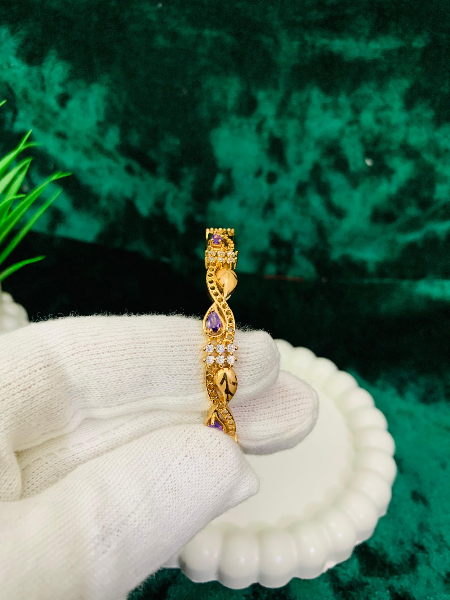 ✨ Dazzling Gold Plated CZ 2 Bangle Set ✨