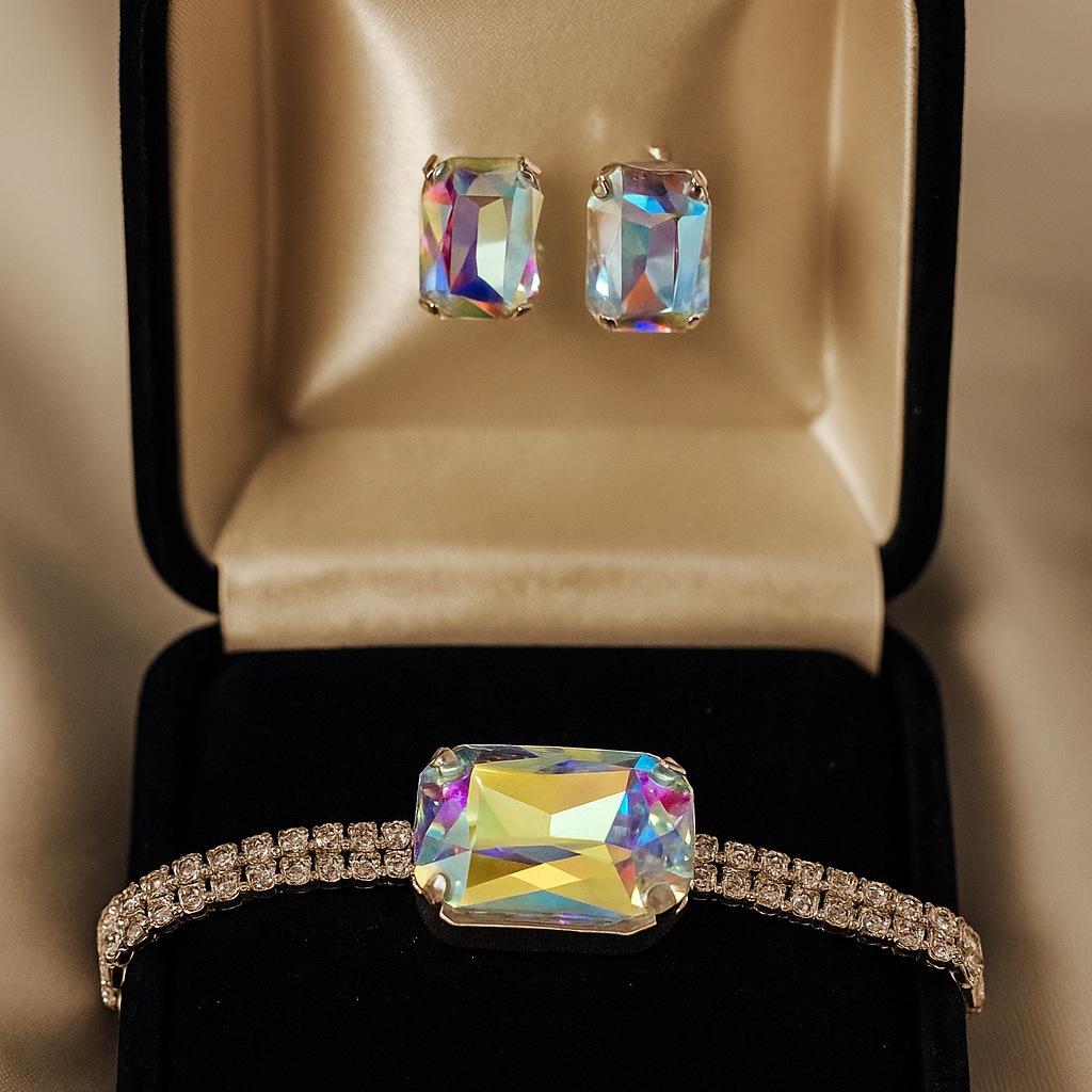Emerald-Cut Statement Bracelet & Earrings