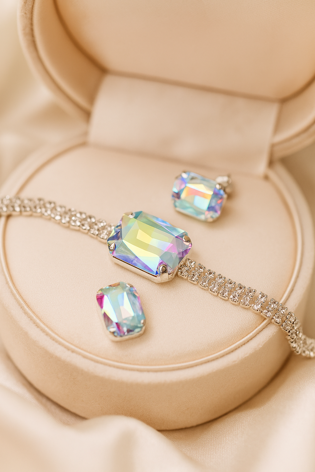 Emerald-Cut Statement Bracelet & Earrings