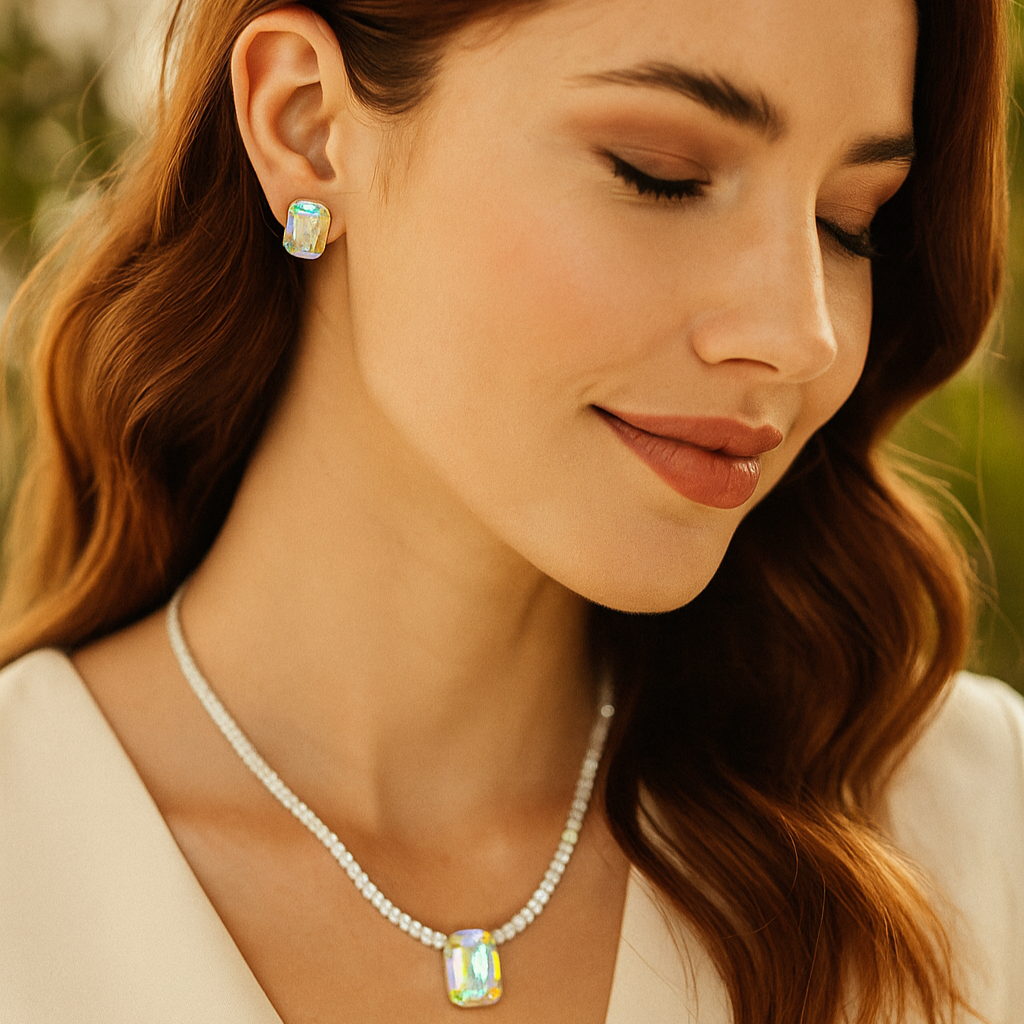 Emerald-Cut Statement Bracelet & Earrings
