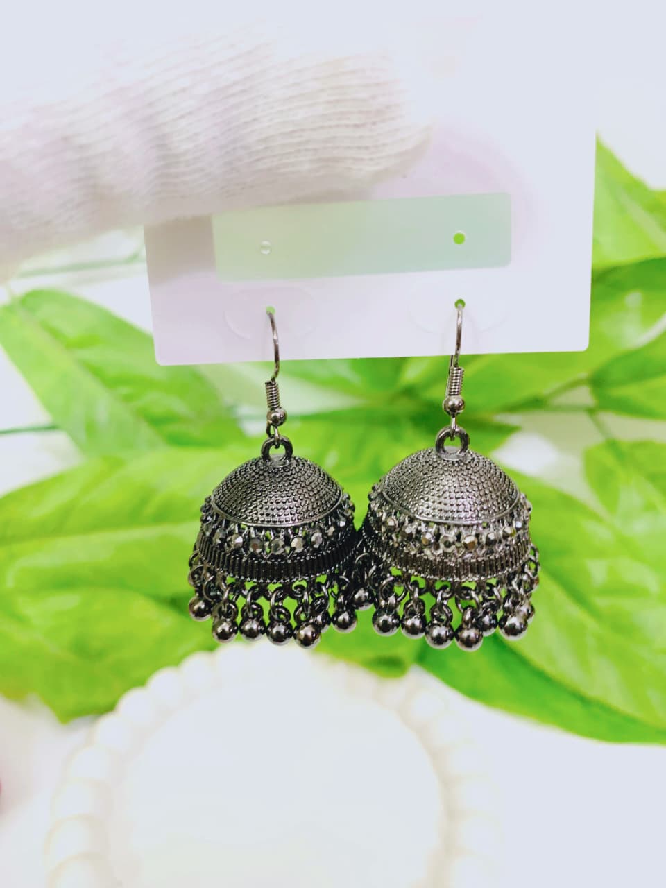 Traditional Bell Jhumki Earrings - Gold, Silver, & Black