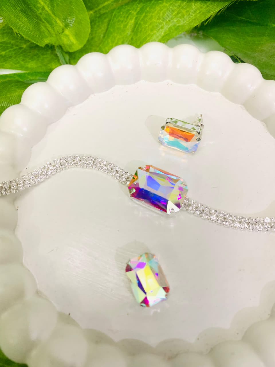 Emerald-Cut Statement Bracelet & Earrings