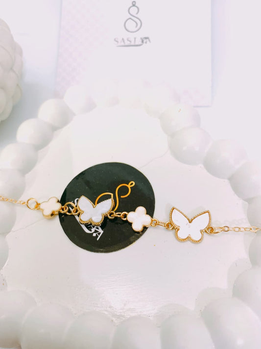 🦋 Graceful Butterfly & Clover Bracelet 🦋