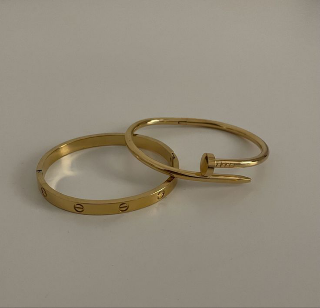 Luxury Stainless Steel  Nail & Screw Bracelet Set for Women Designer Bangles
