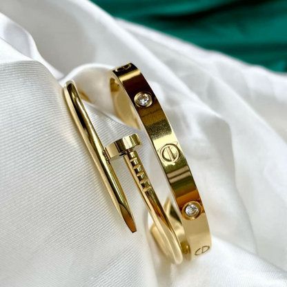 Luxury Stainless Steel  Nail & Screw Bracelet Set for Women Designer Bangles