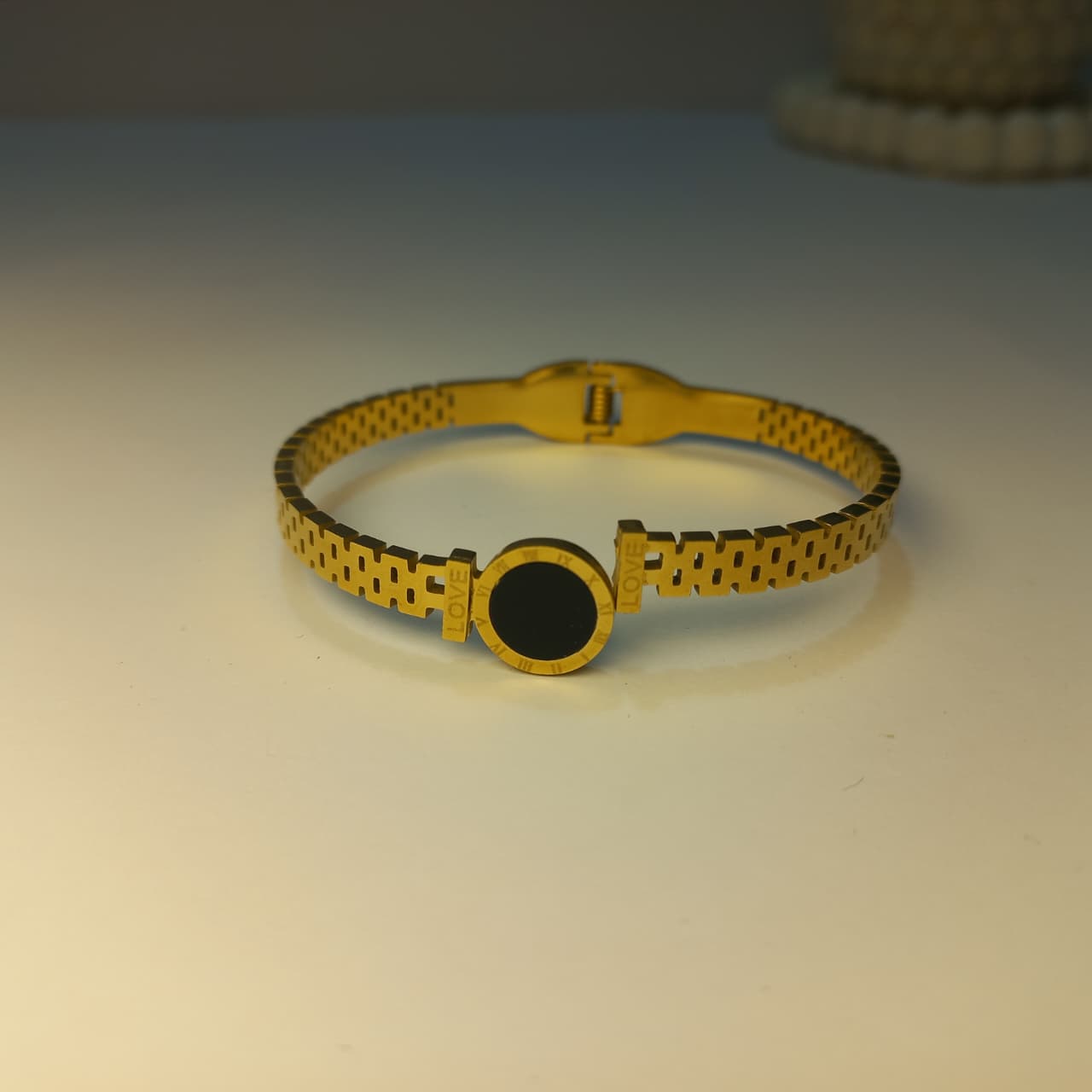 Bracelet with Black Round Center
