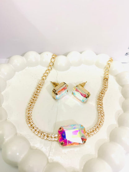 Emerald-Cut Statement Bracelet & Earrings
