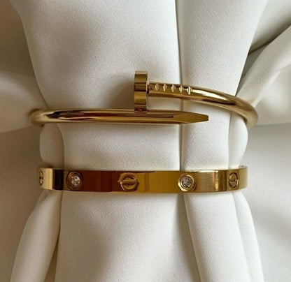 Luxury Stainless Steel  Nail & Screw Bracelet Set for Women Designer Bangles